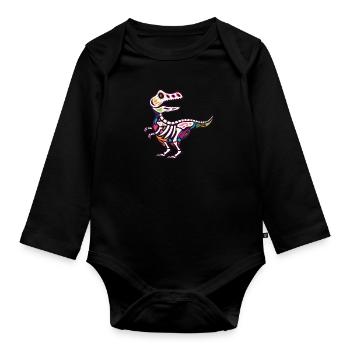 T Rex - Organic Longsleeve Baby Bodysuit - black - Front