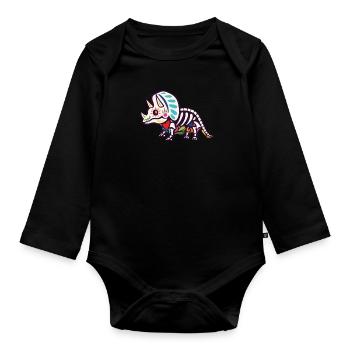 Triceratops - Baby Bio-Langarm-Body - Schwarz - Vorne