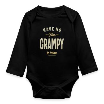 Have No Fear Grampy Is Here - Dad and Grandpa - Organic Longsleeve Baby Bodysuit - black - Front
