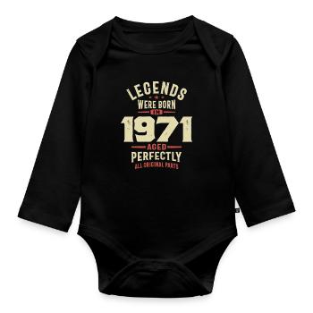 Legends Were Born in 1971 52nd Birthday - Organic Longsleeve Baby Bodysuit - black - Front