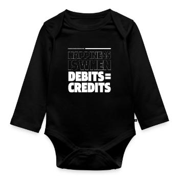 Happiness Is When Debits = Credits - Accountant - Organic Longsleeve Baby Bodysuit - black - Front
