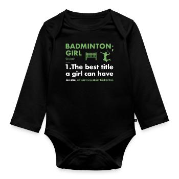 Sport Girl Définition Badminton - Body Bébé bio manches longues - noir - Devant