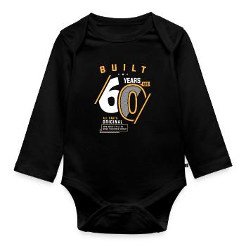 Funny 60th Birthday Age 60 Years Old - Organic Longsleeve Baby Bodysuit - black - Front
