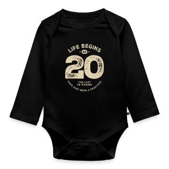 Funny 20th Birthday Age 20 Years Old - Organic Longsleeve Baby Bodysuit - black - Front