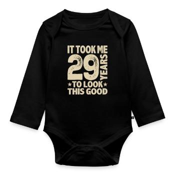Funny 29th Birthday Age 29 Years Old - Organic Longsleeve Baby Bodysuit - black - Front