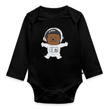Otter Space Lustiges Otter Raumfahrt Otter - Baby Bio-Langarm-Body - Schwarz - Vorne