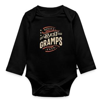 World's Best Gramps Ever Funny - Organic Longsleeve Baby Bodysuit - black - Front
