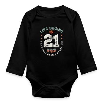 21st Birthday Funny 21 Years Old - Organic Longsleeve Baby Bodysuit - black - Front