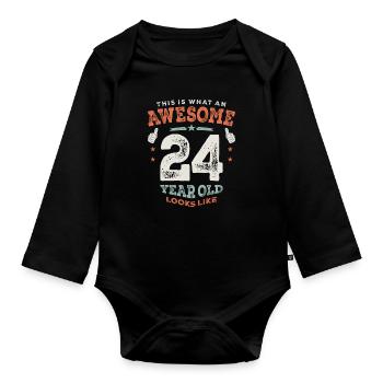 24th Birthday Funny 24 Years Old - Organic Longsleeve Baby Bodysuit - black - Front