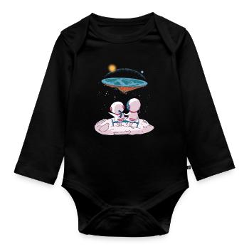 The earth is flat - Organic Longsleeve Baby Bodysuit - black - Front