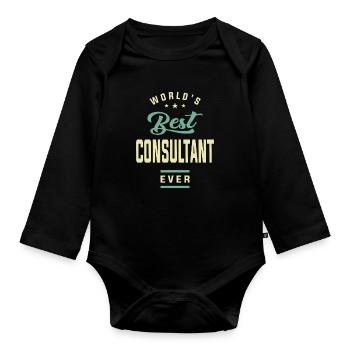 Consultant - Organic Longsleeve Baby Bodysuit - black - Front