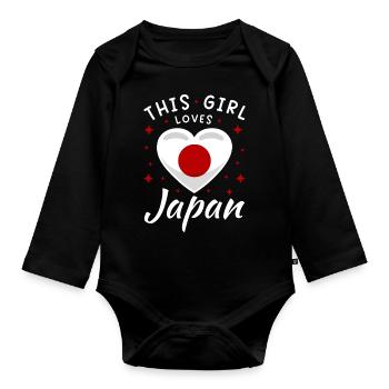 Japan Flagge Herz Nihon Japanische Fahne This Girl - Baby Bio-Langarm-Body - Schwarz - Vorne