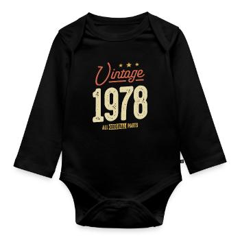 Vintage 1978 - 45th Birthday Classic Born 1978 - Organic Longsleeve Baby Bodysuit - black - Front