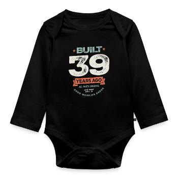 39 Birthday Funny 39 Years Old - Organic Longsleeve Baby Bodysuit - black - Front