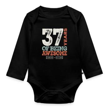 37 Birthday Funny 37 Years Old - Organic Longsleeve Baby Bodysuit - black - Front