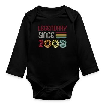 Anniversaire légendaire depuis 2008 - Body Bébé bio manches longues - noir - Devant
