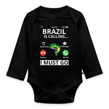 Brasilien Flagge Brasilianische Fahne Südamerika - Baby Bio-Langarm-Body - Schwarz - Vorne