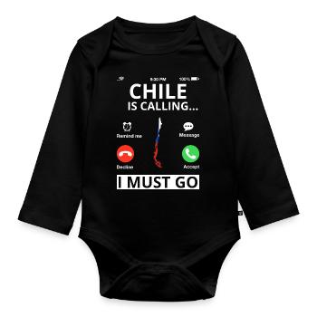 Chili Drapeau Amérique du Sud Drapeau chilien Vintage - Body Bébé bio manches longues - noir - Devant