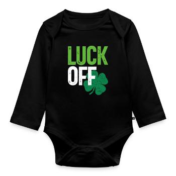 Luck Off Clover St Patricks Day - Organic Longsleeve Baby Bodysuit - black - Front