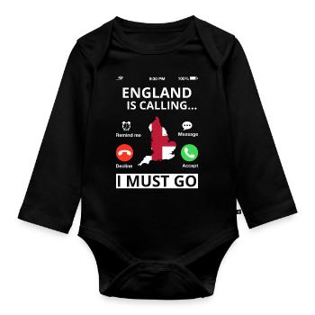 England Flag Vintage English Flag Used Look - Organic Longsleeve Baby Bodysuit - black - Front