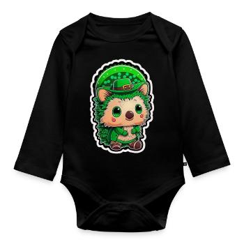 Hérisson costume st patrick kawaii drôle - Body Bébé bio manches longues - noir - Devant