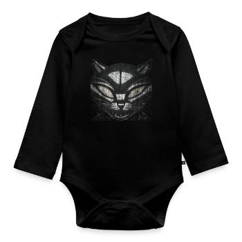 EvilCat Robot - Organic Longsleeve Baby Bodysuit - black - Front
