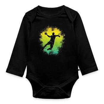 Handball Player Handball Children Boys Handball Player - Organic Longsleeve Baby Bodysuit - black - Front