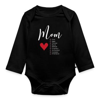 Mom Definitions - Mother's Day Funny Gift - Organic Longsleeve Baby Bodysuit - black - Front