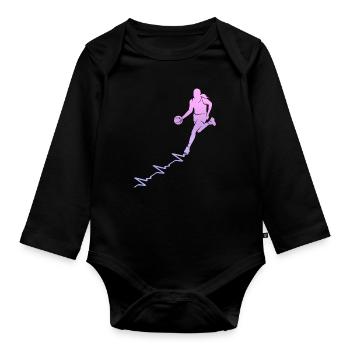 Basketballerin Herzlinie Frauen Mädchen Basketball - Baby Bio-Langarm-Body - Schwarz - Vorne