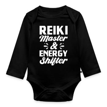 Maître Reiki et changeur d’énergie - Body Bébé bio manches longues - noir - Devant