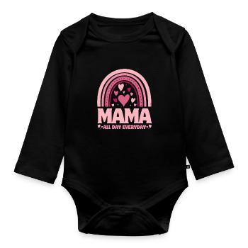 Fête des mères - Maman tous les jours... - Body Bébé bio manches longues - noir - Devant