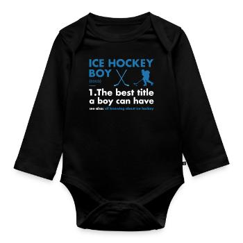 Sport Boy Definition Ice Hockey - Baby Bio-Langarm-Body - Schwarz - Vorne