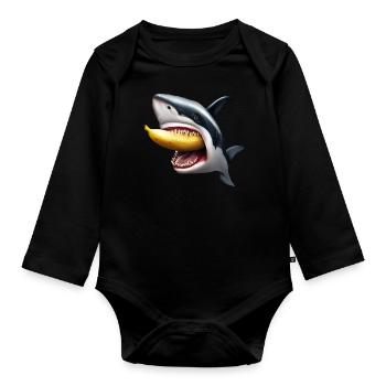 Le requin mange de la banane - Body Bébé bio manches longues - noir - Devant