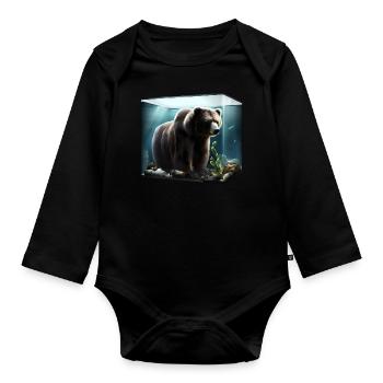 Ours dans l’aquarium - Body Bébé bio manches longues - noir - Devant