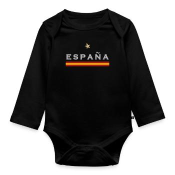 Spanien Fußball Trikot Spanische Flagge - Baby Bio-Langarm-Body - Schwarz - Vorne