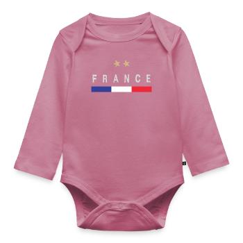 Maillot de football France Drapeau français - Body Bébé bio manches longues - mauve - Devant