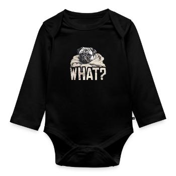 Which pug? - Organic Longsleeve Baby Bodysuit - black - Front