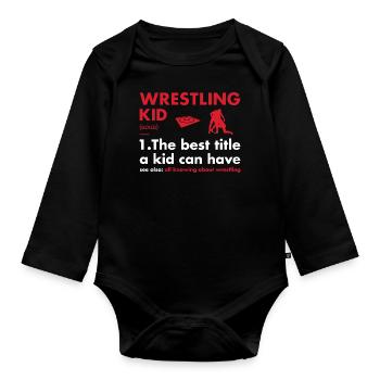 Sport Kid Définition Lutte - Body Bébé bio manches longues - noir - Devant