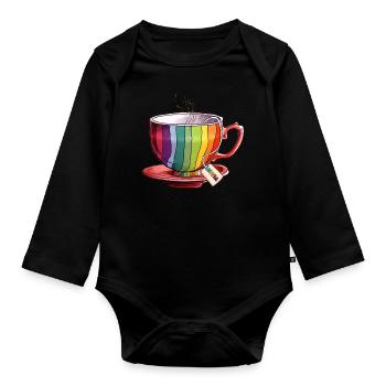 LGBTQIA+ LGBTQ LGBT Gay Pride LGBTea - Baby Bio-Langarm-Body - Schwarz - Vorne