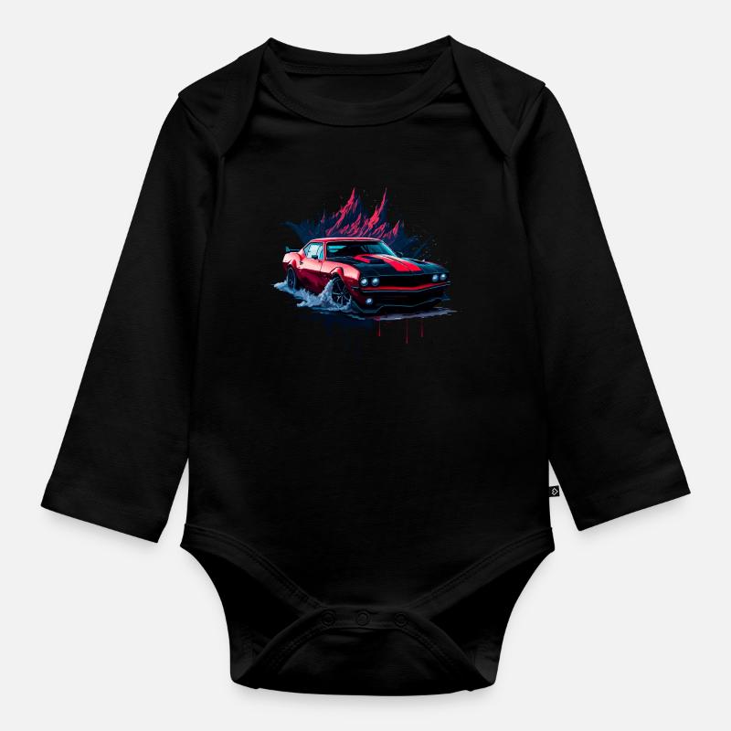 Voiture de sport classique - Body Bébé bio manches longues - noir