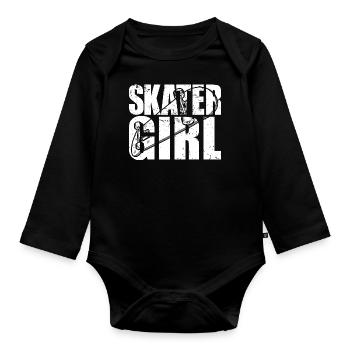 Skater Girl | Skateboarding for Skateboarder - Organic Longsleeve Baby Bodysuit - black - Front