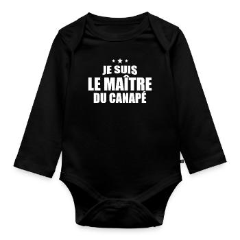 Je Suis Le Maître Du Canapé - Body Bébé bio manches longues - noir - Devant
