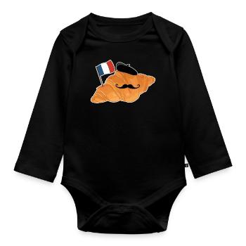 Croissant - Drôle de cuisine française - Body Bébé bio manches longues - noir - Devant