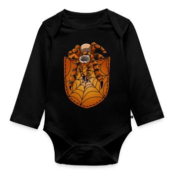 Tarentule Toile d’araignée Animal Poitrine Poche Araignée - Body Bébé bio manches longues - noir - Devant