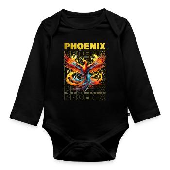 Phoenix Phoenix Fire Flames Mythologie des oiseaux - Body Bébé bio manches longues - noir - Devant