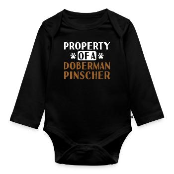 Property Of A Doberman Pinscher - Organic Longsleeve Baby Bodysuit - black - Front