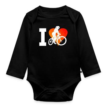 MTB Cyclists Cycling Cycling Women Men - Organic Longsleeve Baby Bodysuit - black - Front