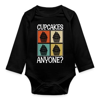 Rétro Baking Pâtissier Chef Cool Cupcakes N’importe qui - Body Bébé bio manches longues - noir - Devant