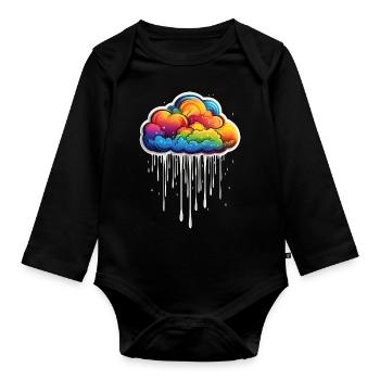 Regenbogen Wolke - Baby Bio-Langarm-Body - Schwarz - Vorne