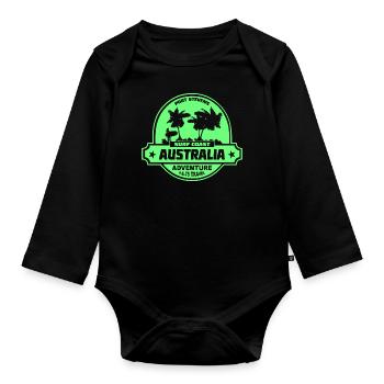 Australien - Surfen - Baby Bio-Langarm-Body - Schwarz - Vorne